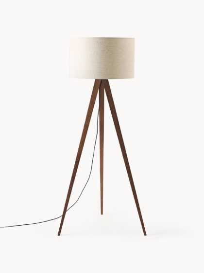 Lampa podłogowa tripod Jake z litego drewna