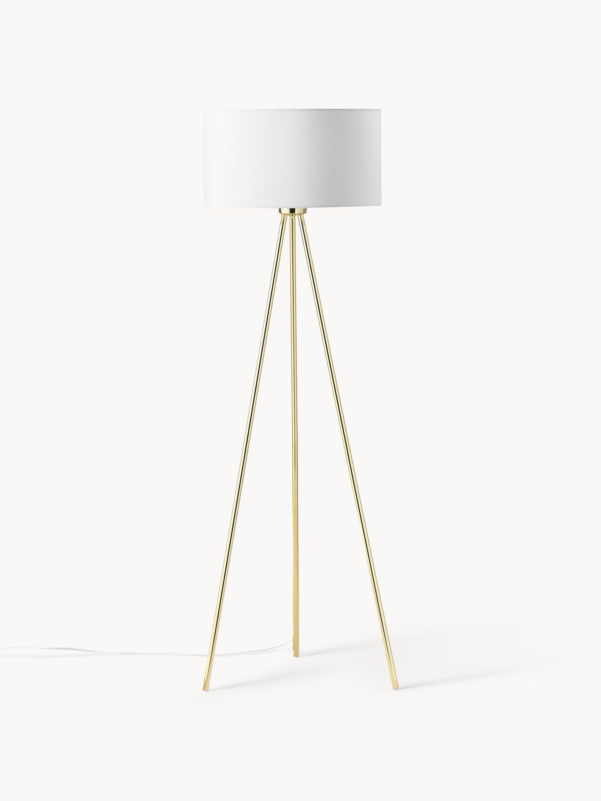 Trójnóg lampa podłogowa Cella z materiałowym kloszem